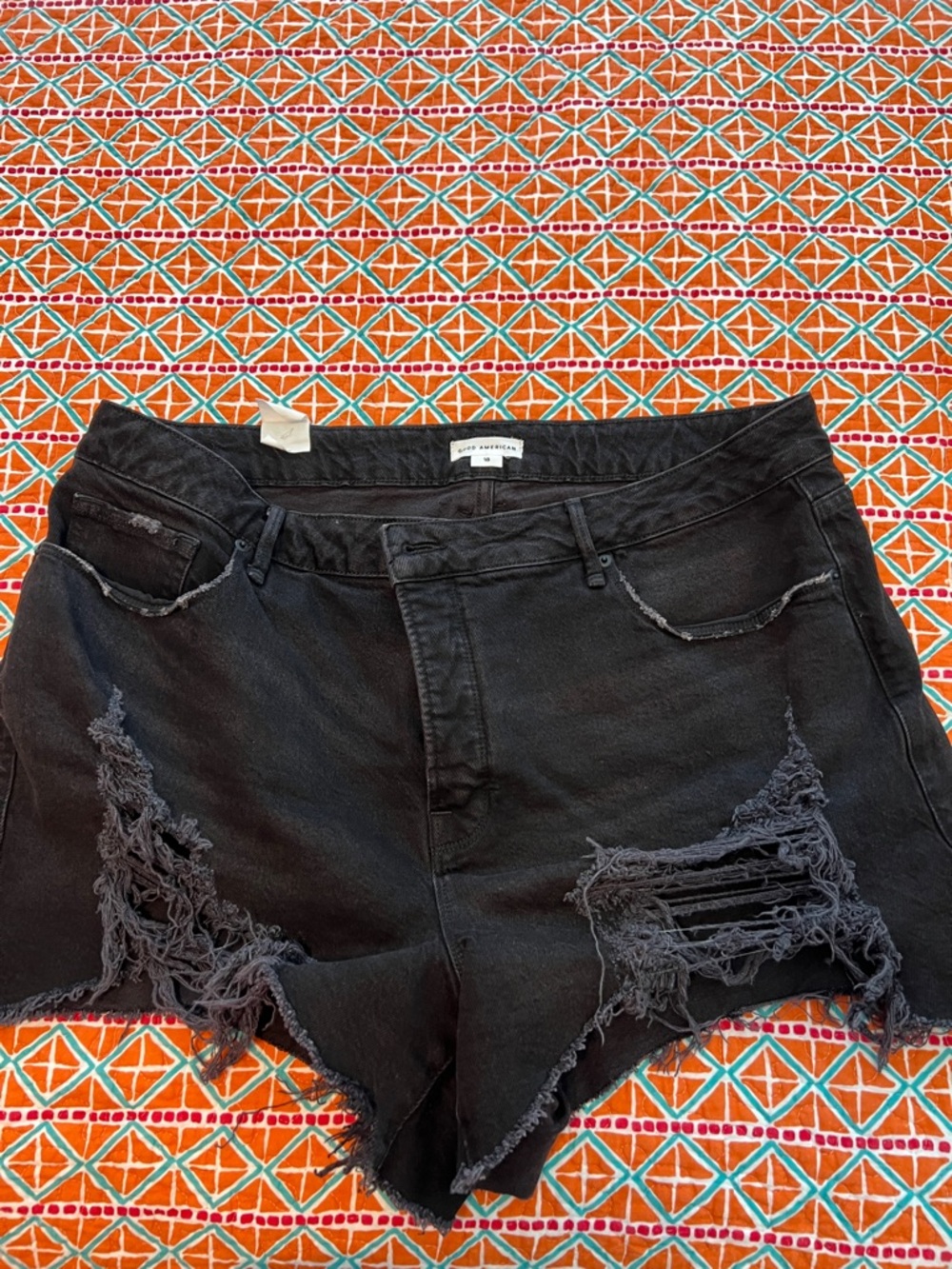 Distressed Black Denim Cutoff Shorts
